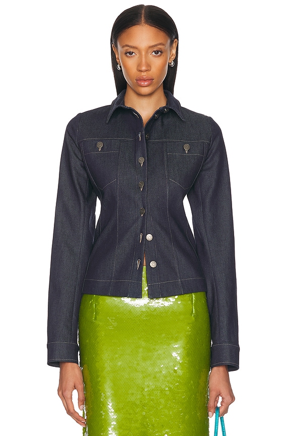 BODE Studded Howard Suede Jacket in Dark Navy | FWRD