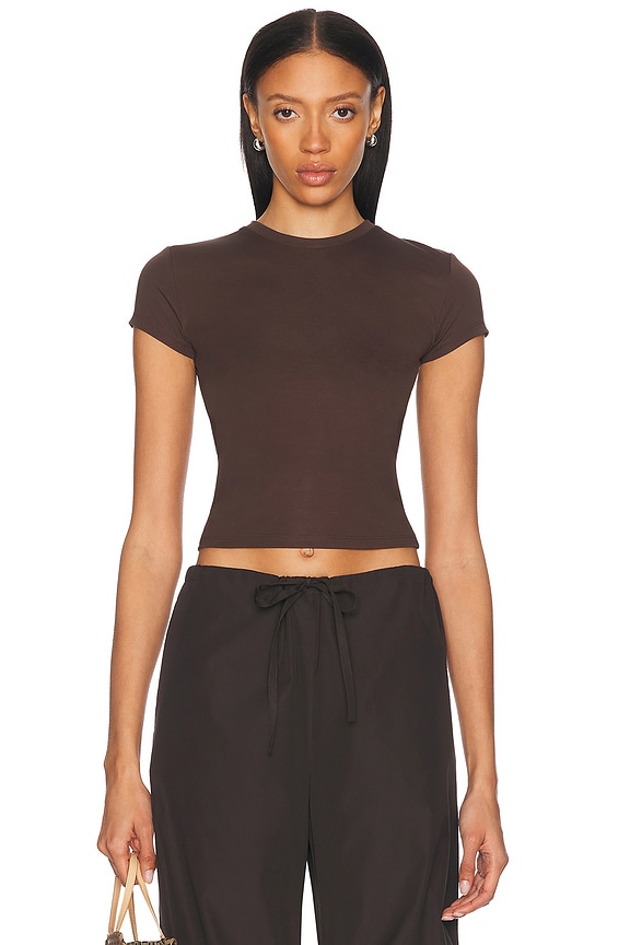 LaQuan Smith Mock Neck High Cut Bodysuit in Dark Olive | FWRD