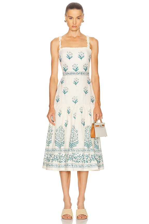 Oscar de la Renta Floral Print Day Dress in Magenta | FWRD