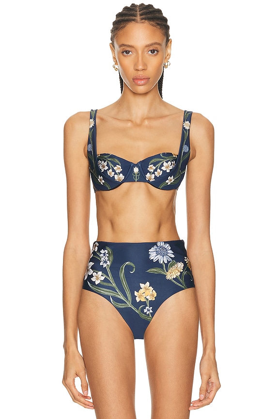 Mugler Asymmetrical Cut Out Swimsuit in Black & Black | FWRD
