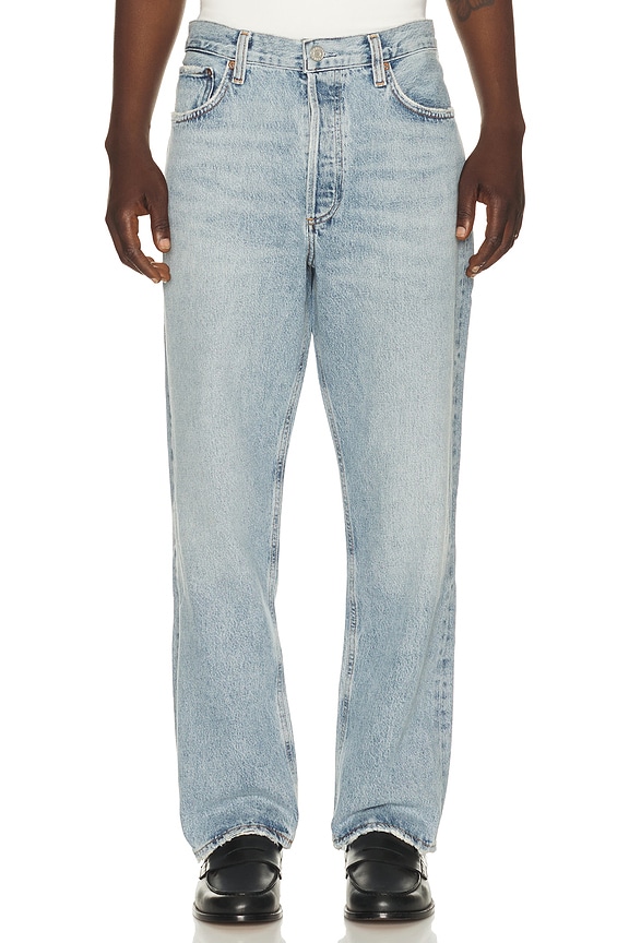 パンツ Raf Simons Bleached Wide Denim Trousers Raf Simons Destroyed Denim Pants in Light Blue | FWRD