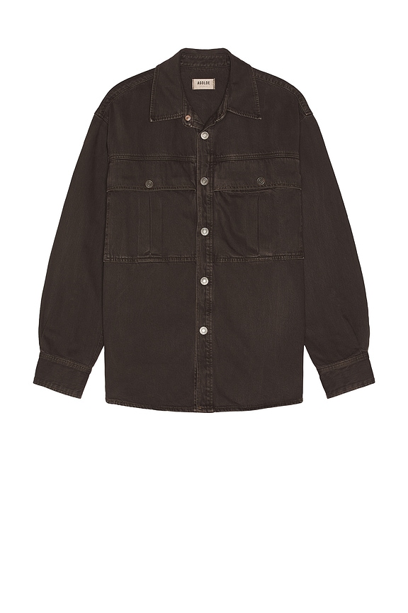 トップス our legacy zip shirt Our Legacy - Slim Zip Shirt Ripe Antracite Grainy Wool