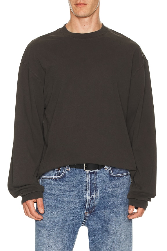 The Row Leon Long Sleeve T-Shirt in Black | FWRD