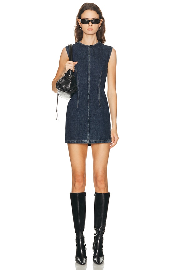 strapless open back dress Women's Denim Lycra Peplum Style Dress Blue / XL main image 0