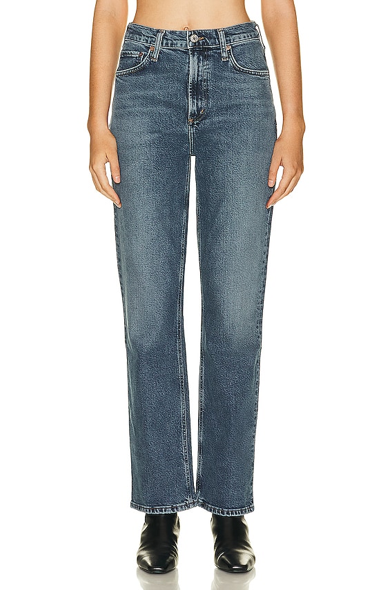 デニム・ジーパン Agolde Magda Wide-Leg Denim Jeans AGOLDE Women's Magda Denim Carpenter Jeans, Darkness, Blue