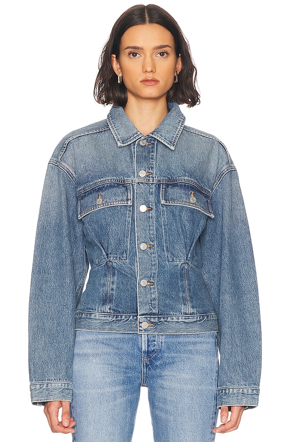 Givenchy Cropped Denim Logo Jacket in Light Blue | FWRD