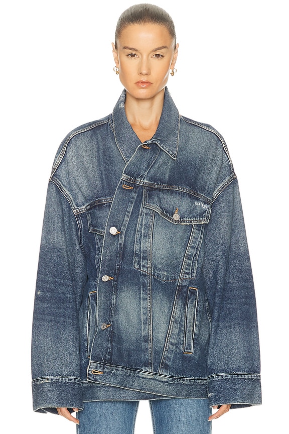 ジャケット・アウター BALENCIAGA SWING DENIM JACKET 34 Balenciaga Swing Denim Jacket in Blue Couture | FWRD