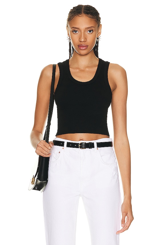 Loewe Cropped Anagram Tank Top in Black & White | FWRD