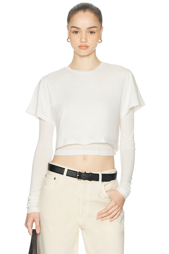 Miu Miu Jersey Long Sleeve Top in Bianco | FWRD