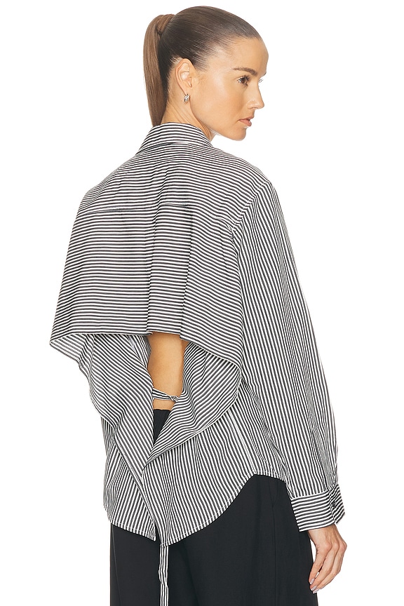 alexanderwang ストライプ ラガーシャツ Alexander Wang Oversized Shirt Jacket in Black & White | FWRD