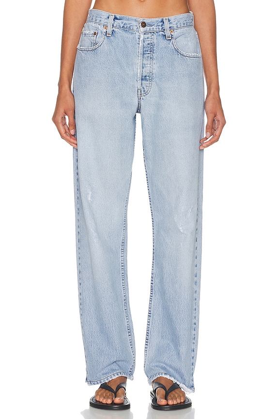 R13 Damon Pleated Wide Leg in Lennon Blue | FWRD