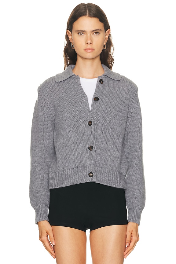 LESET Emma Rib Cardigan in Grey Melange | FWRD