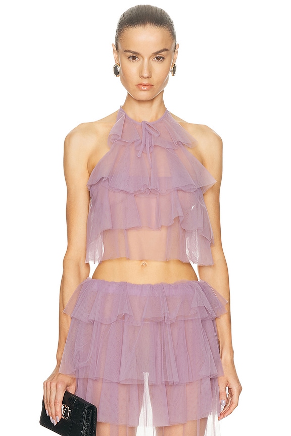 Emilio Pucci Silk Halter Top in Lavender | FWRD