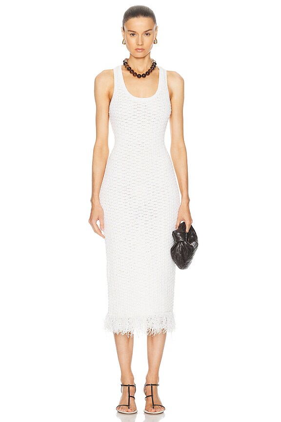 Enza Costa Textured Jacquard Tank Dress in Off White | FWRD