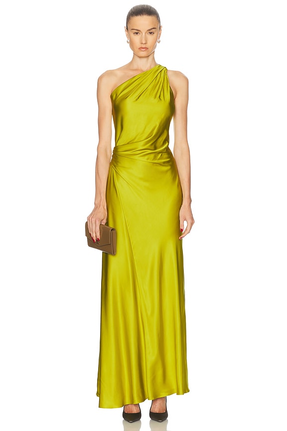 The Sei Asymmetrical Drape Dress in Kelp | FWRD