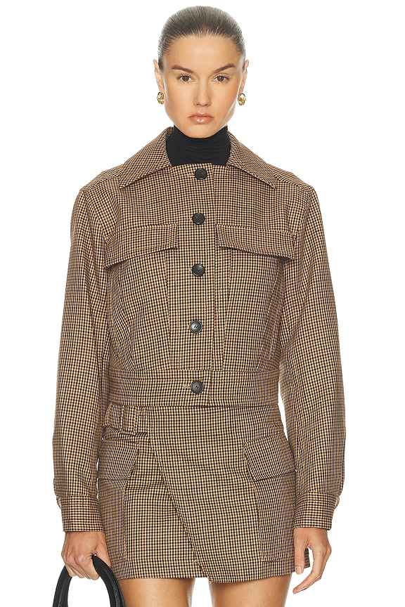 Wales Bonner Bonded Check Alto Jacket in Beige & Brown | FWRD