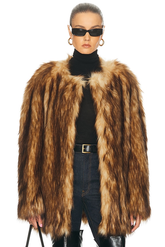 Burberry Faux Fur Jacket in Black | FWRD