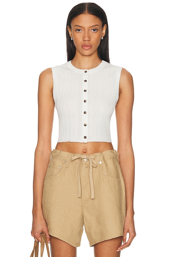 Courreges Rib Knit Suspender Crop Top in Turquoise | FWRD