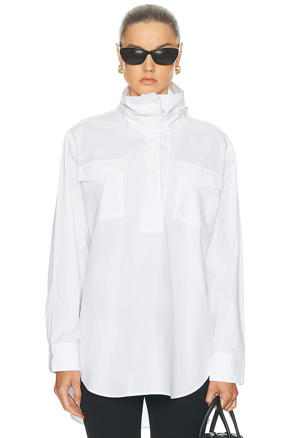 Jean Paul Gaultier Cotton Shirt With Printed Tie in White | FWRD