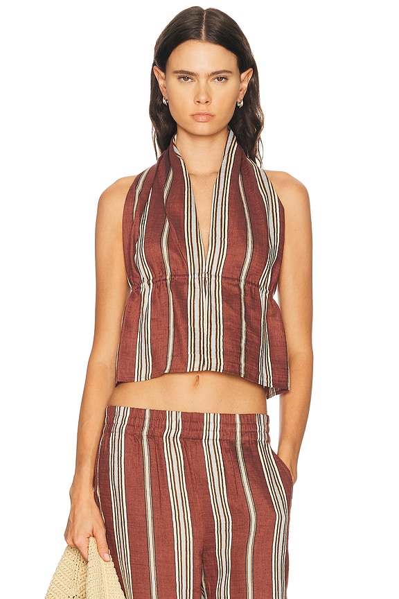 Emilio Pucci Twist Halter Top in Blue & Fuchsia | FWRD