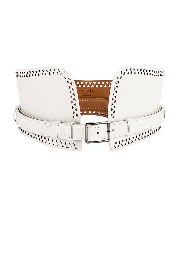 SALE【Alaia】リング ラージベルト Alaia Black Leather Laser Cut Buckle Waist Belt 70CM | eBay