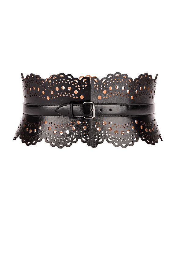 アクセサリーその他 ALAIA BIKER DOUBLE BELT IN NABUK ALAÏA BLACK BIKER DOUBLE BELT IN NUBUCK | ALAÏA AM