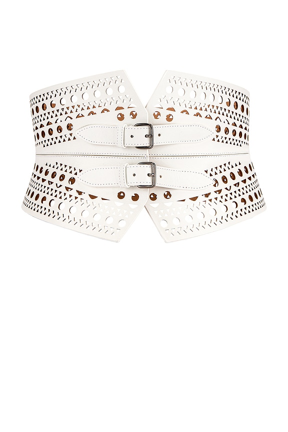 【関税込み】ALAIA ホワイト コルセットベルト ALAÏA Bustier Belt in Blanc Optique | FWRD