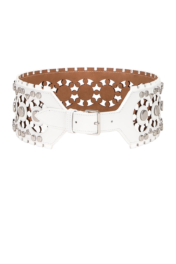 ALAÏA Double Buckle Belt in Blanc Optique | FWRD