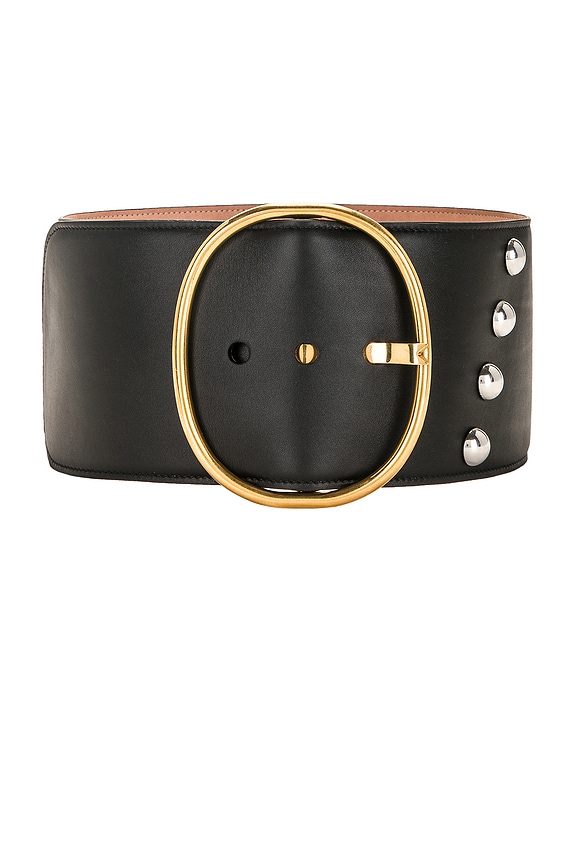 Bottega Veneta Medium Horsebit Belt in Black & Gold | FWRD