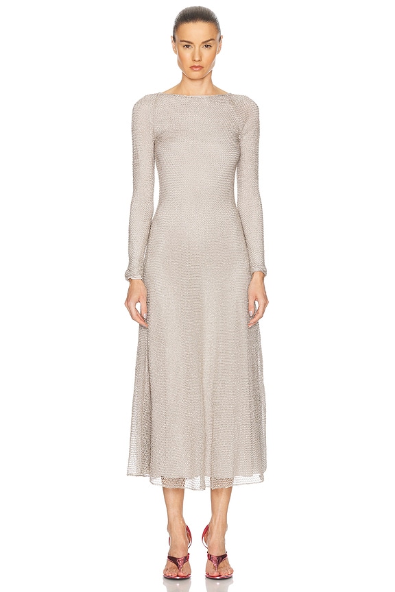 Oscar de la Renta Long Sleeve Midi Dress in Lapis | FWRD
