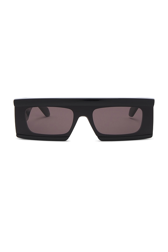 ALAÏA Oval Sunglasses in Crystal, Black, & Grey | FWRD