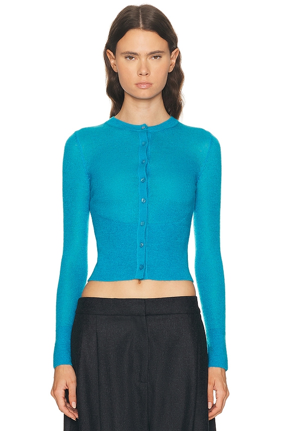 JACQUEMUS Le Cardigan Tordu in Turquoise | FWRD