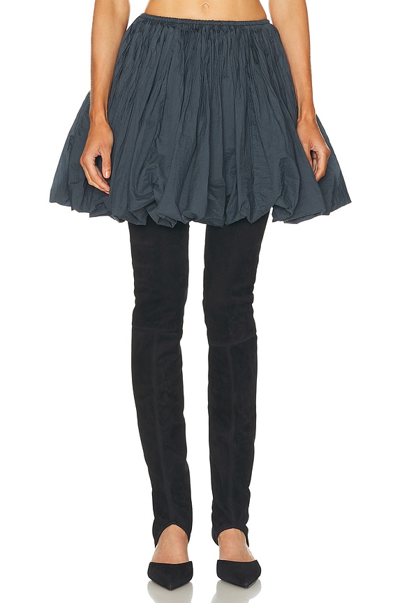 Ganni Stretch Stripe Flounce Mini Skirt in Gray Pinstripe | FWRD