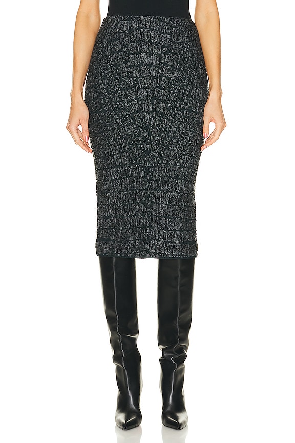 スカート ALESSANDRA RICH Midi skirt Black  FABX4047K4514 Alessandra Rich Mesh Skirt with Crystals in Black | FWRD