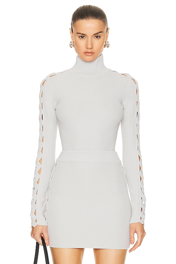 Jil Sander High Neck Long Sleeve Top in Pale Blue | FWRD