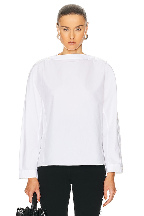 抜け感エリート【THE ROW】大人ミニマル Kabira Top ホワイト The Row Kabira Top in White | FWRD