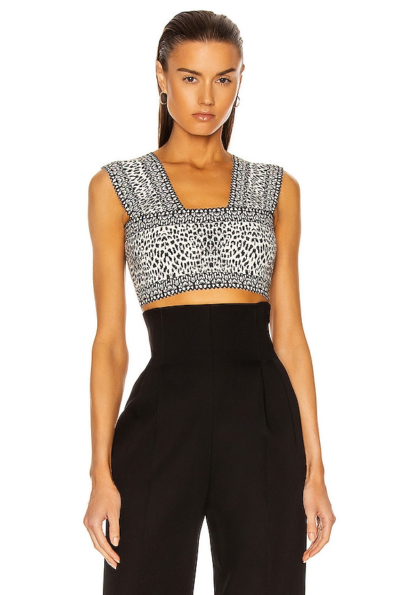 ALAÏA Jacquard Print Fitted Top in Chair & Noir | FWRD