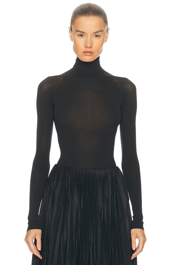 032091 jean paul gaultier FEMME 長袖 Jean Paul Gaultier Center Front Lace Long Sleeve Top in Black | FWRD