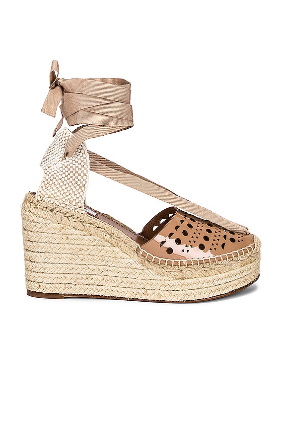 Valentino Garavani Rockstud Wedge Espadrille in Popeline