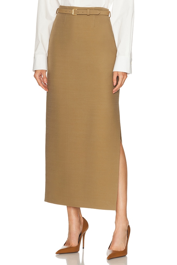Bottega Veneta Cotton Moving Rib Skirt in Pineapple Chalk | FWRD