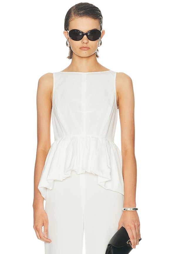 Toteme Shoulder Twist Satin Top in Ecru | FWRD