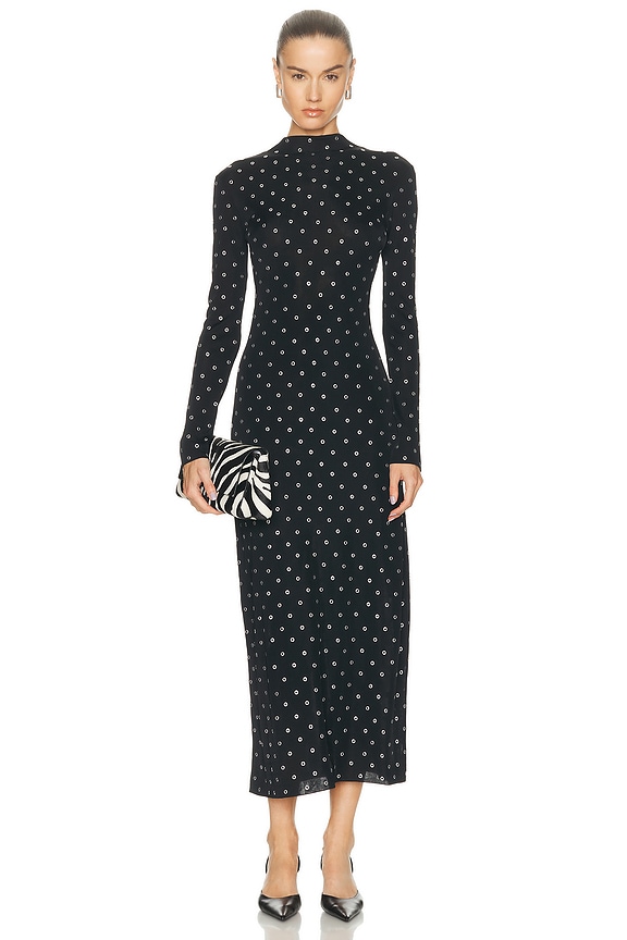 VERSACE Long Sleeve Midi Dress in Black | FWRD