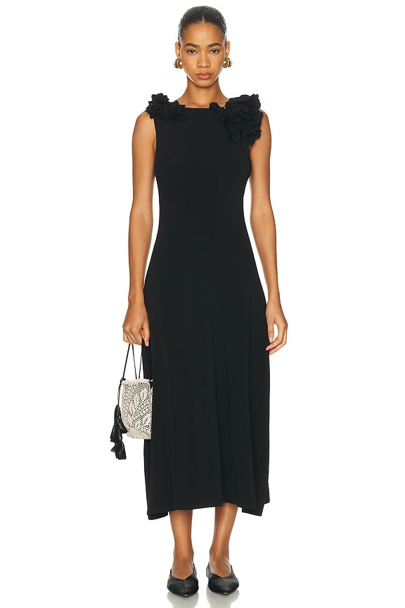 CALVIN KLEIN 205W39NYC Viscose Cady Cap Sleeve Dress in Black | FWRD CALVIN KLEIN 205W39NYC Viscose Cady Cap Sleeve Dress in Black | FWRD