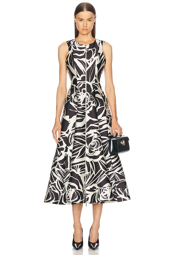 Zimmermann Tallow Halter Midi Dress in Black Multi Floral | FWRD