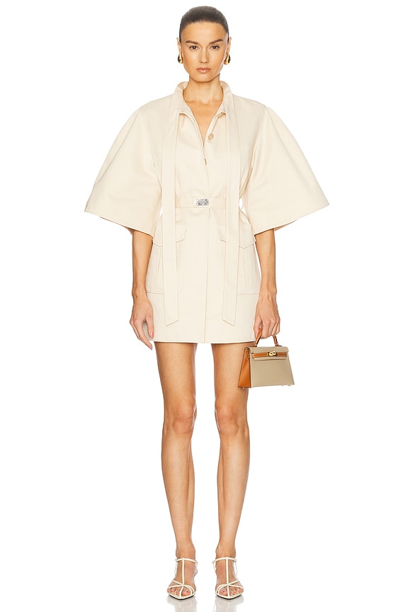 ワンピース GANNI Drapey Suiting Gathered Mini Dress GANNI Drapey Suiting Gathered Mini Dress | endource