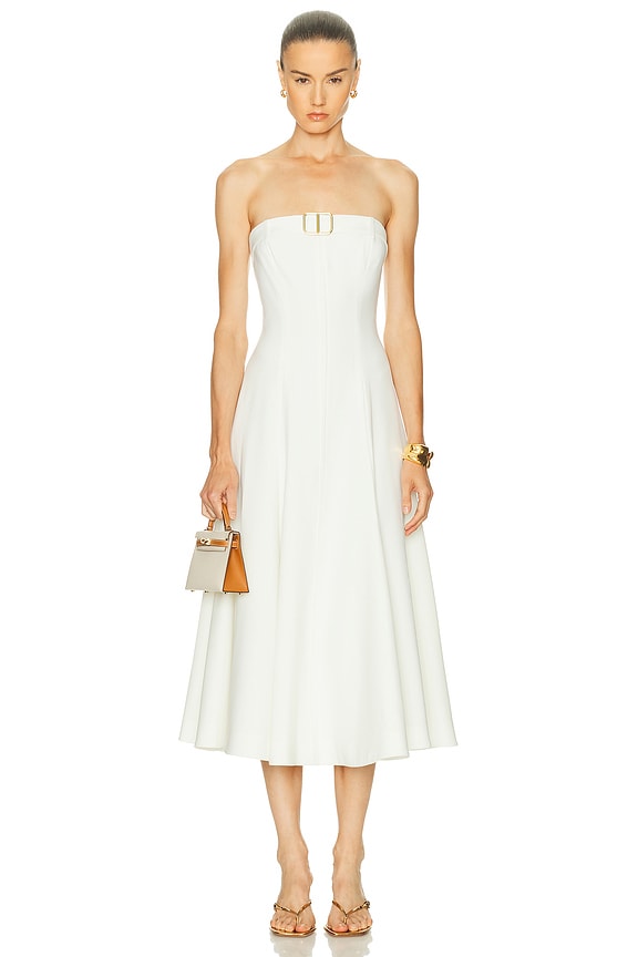 white christmas dresses Roland Mouret Cream Collared Crepe Column Midi Dress main image 0