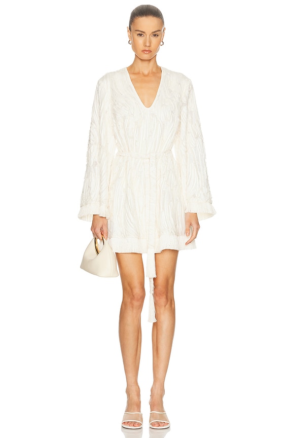 self-portrait Knit Peplum Mini Dress in White