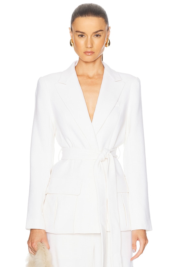 Toteme Collarless Cinched Jacket in Ecru | FWRD