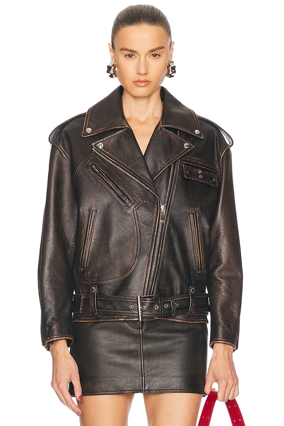 Isabel Marant Etoile Kady Washed Leather Jacket in Black | FWRD
