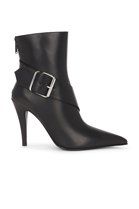 Saint Laurent Patent Opium Monogramme Heeled Boots in Black
